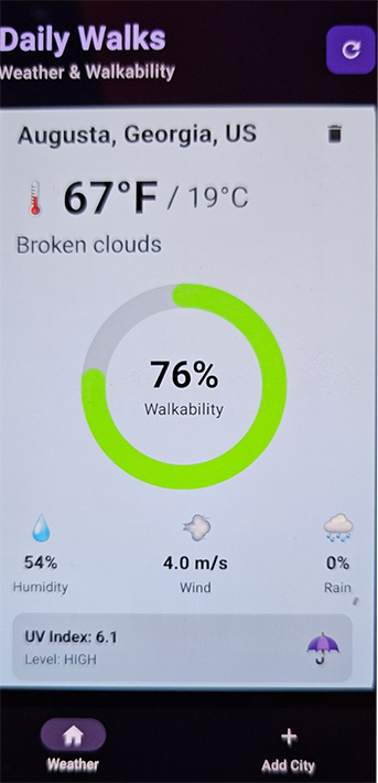 Daily Walk Android app screenshot
